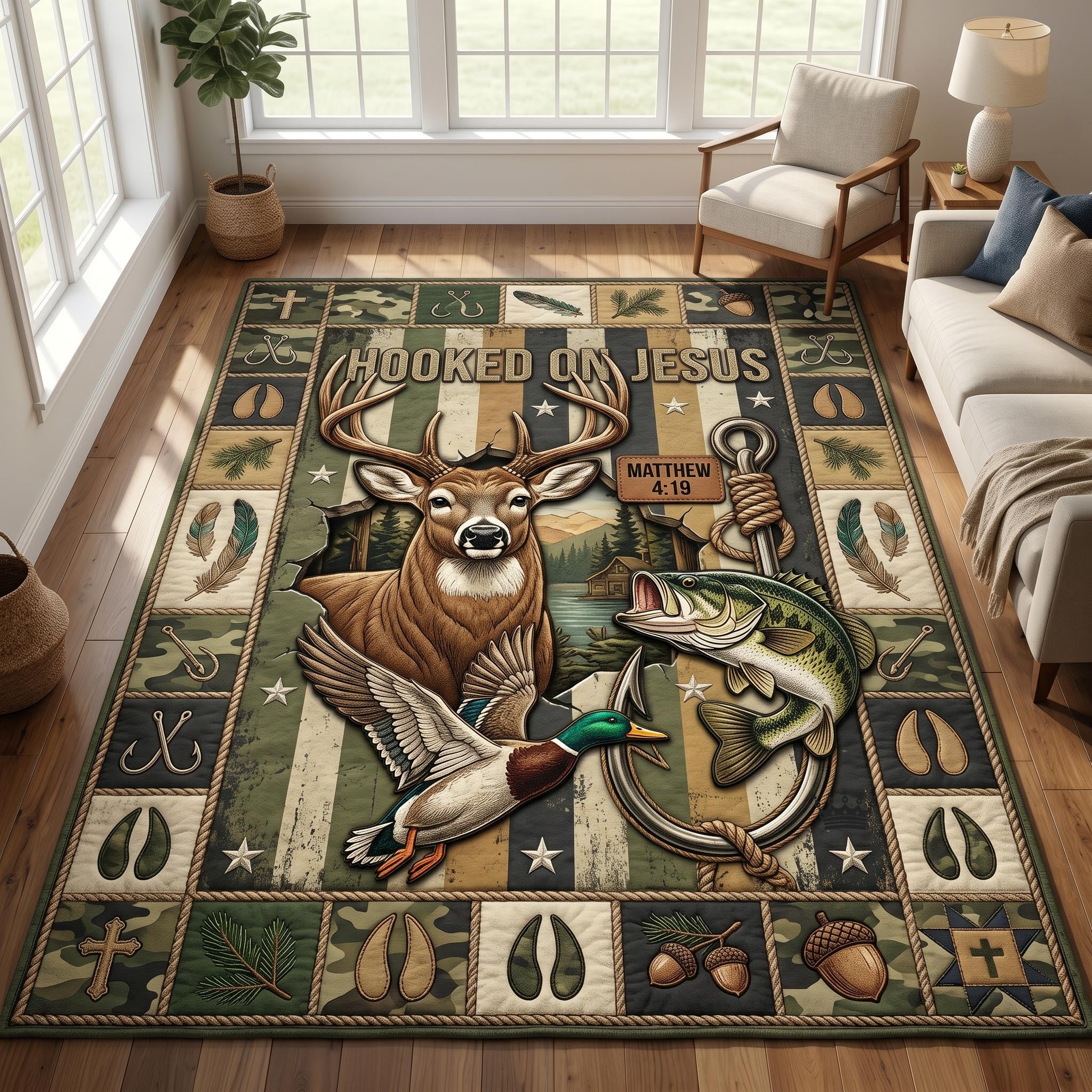 Hooked Faith Area Rug - Non-Slip Washable 3D Print Rug for Living Room & BedroomTVC2108409