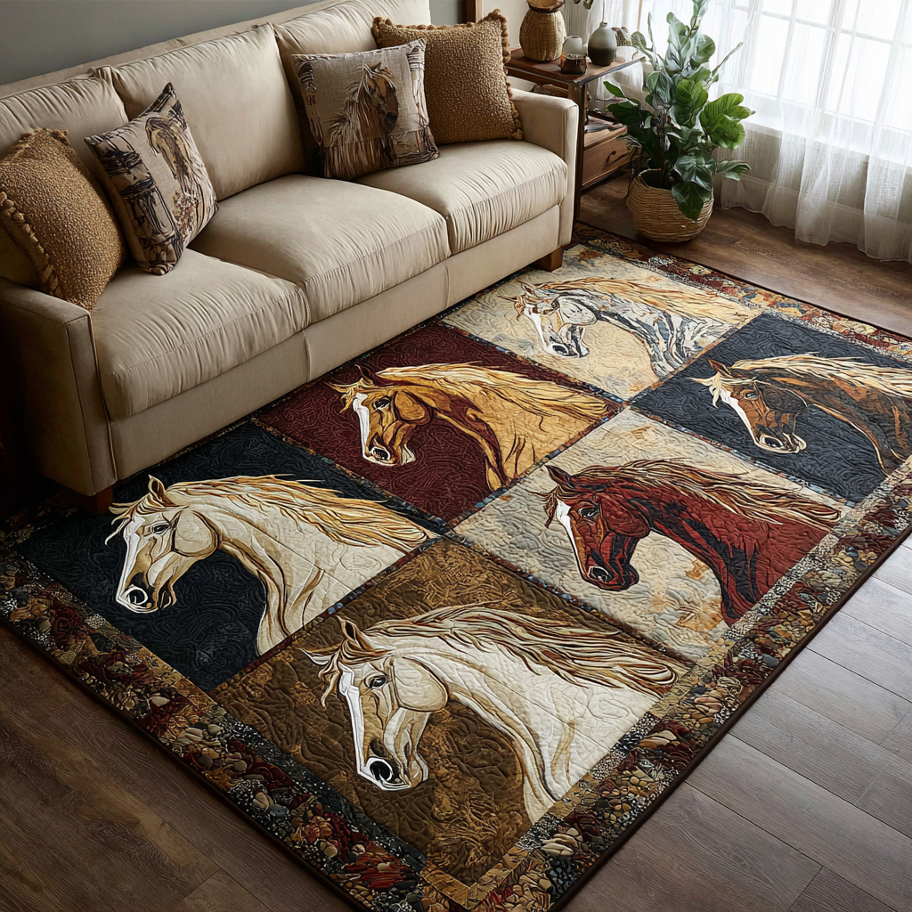 Horse Flame Area Rug - Non-Slip Washable 3D Print Rug for Living Room & BedroomTVC2108308