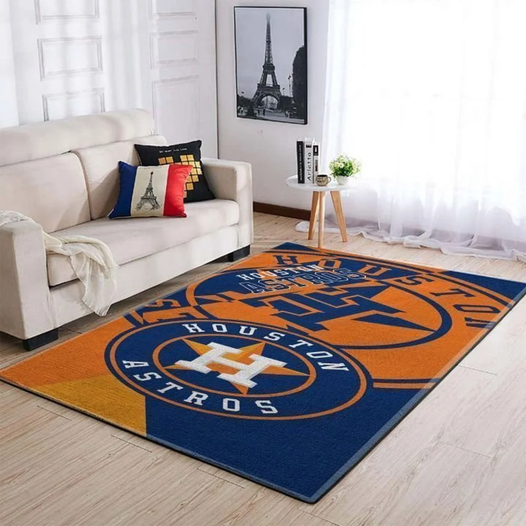 Houston Astros Rug - Area Living Room Decoration Blue and Orange