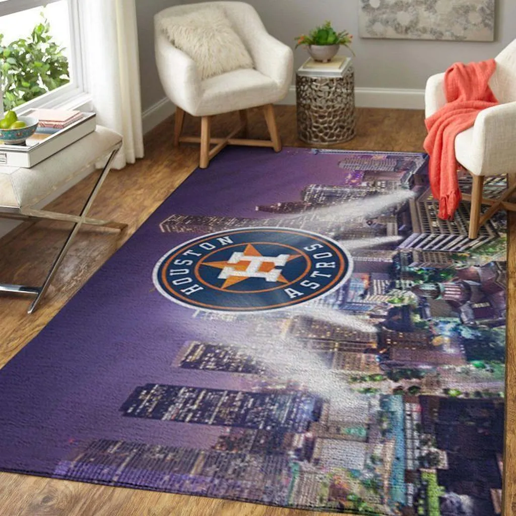 Houston Astros Rug - Team Logo Area for Home Decor Orange and Purple