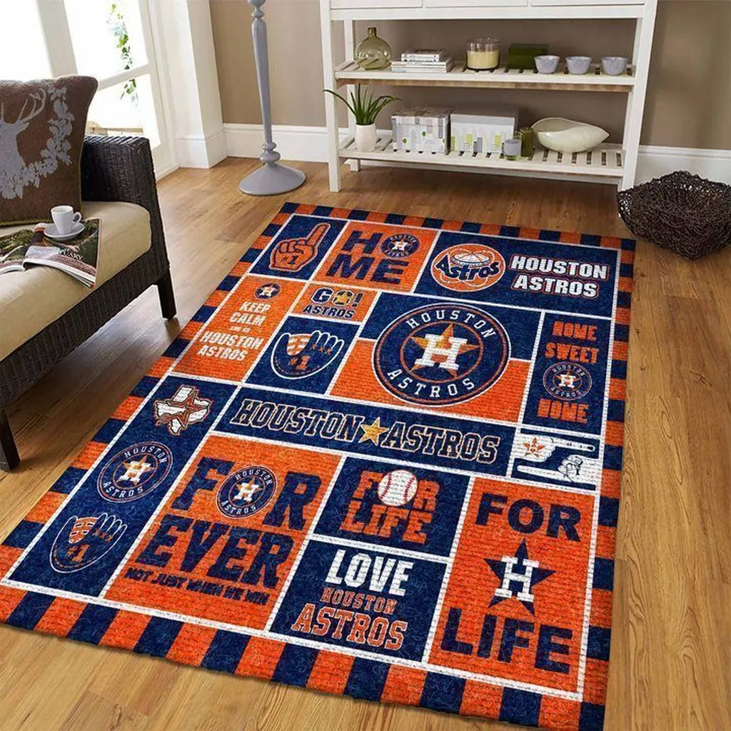 Houston Astros Rug - Team Spirit Fan Pride Carpet Blue and Orange