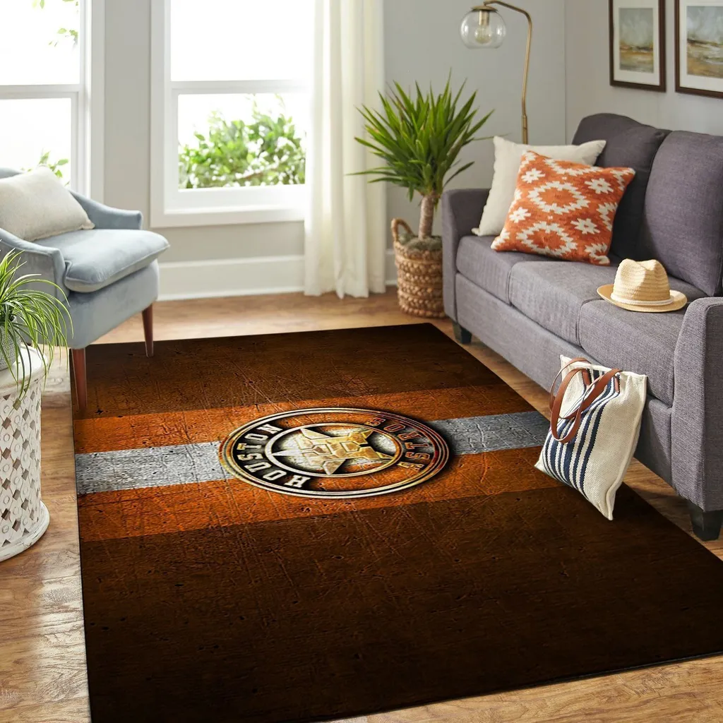 Houston Astros Rug - Vintage for Living Room Decor Orange and Brown