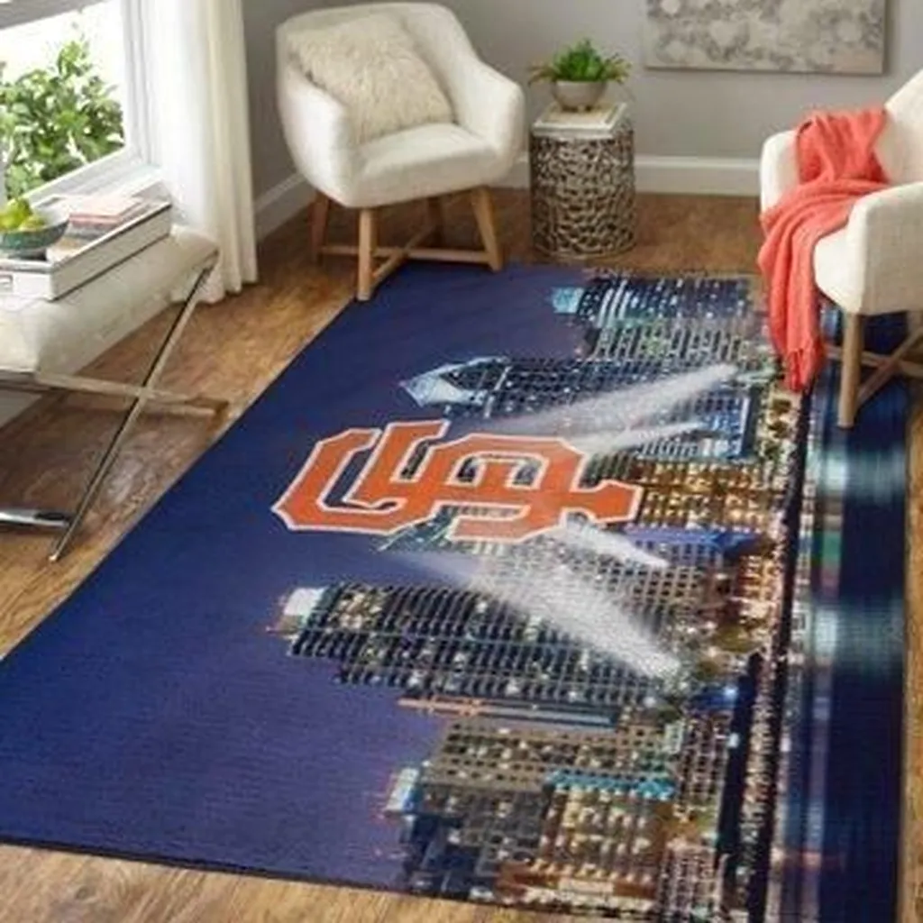Houston City Skyline Multicolor Rug for Living Room Decor Black and Multicolor
