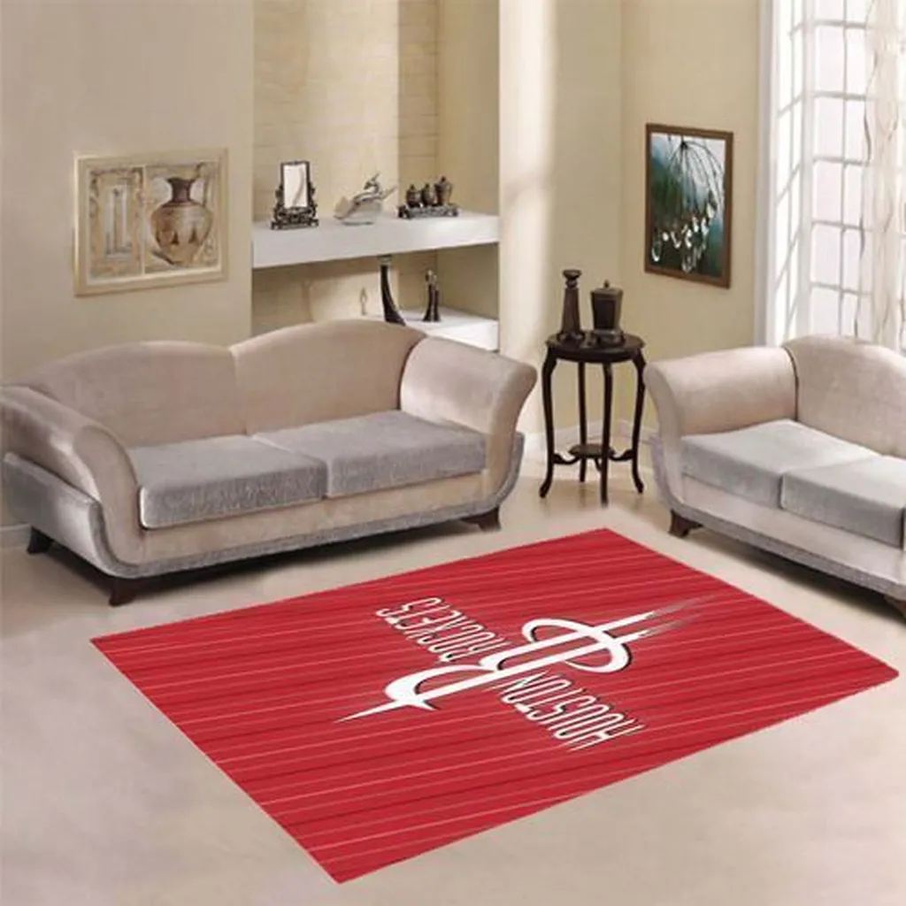 Houston Rockets Rug - Area Perfect for Living Room Decor Red and Yellow