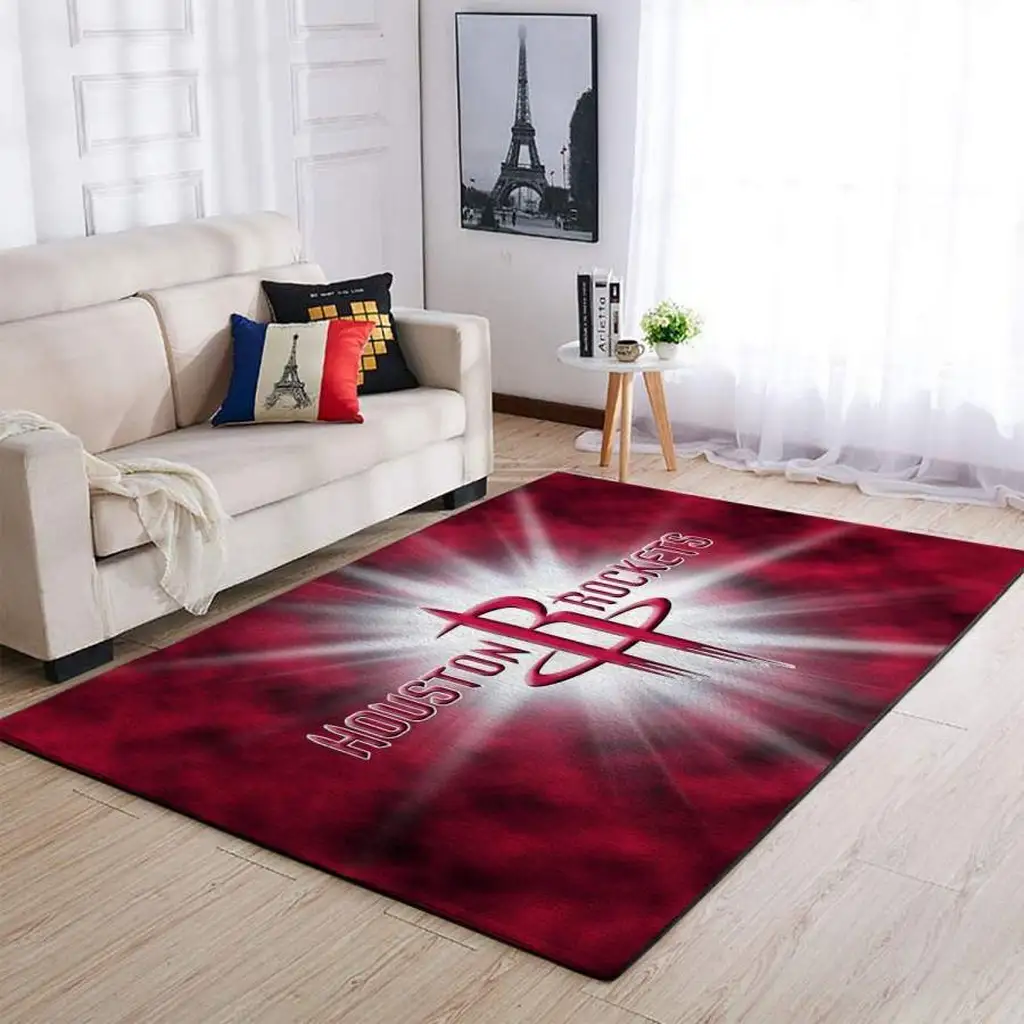 Houston Rockets Rug - for Living Room Decor Red and White