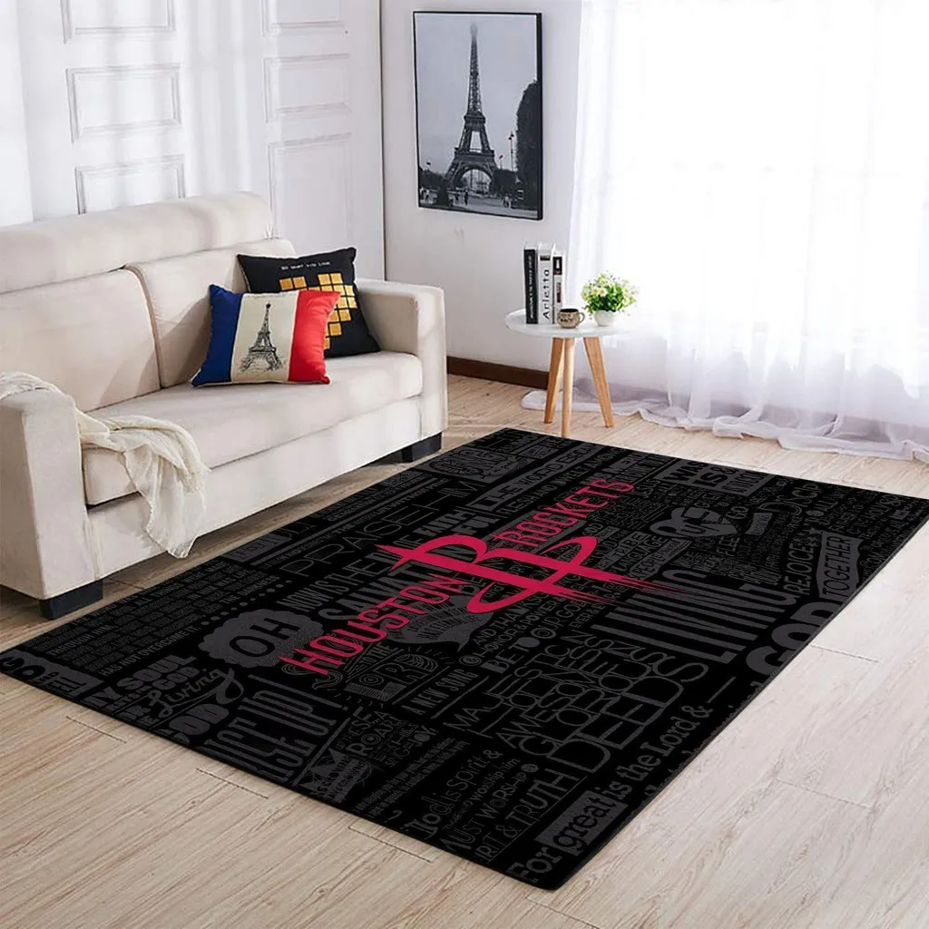 Houston Rockets Rug - Inspired Modern Area for Living Room Black and Gold
