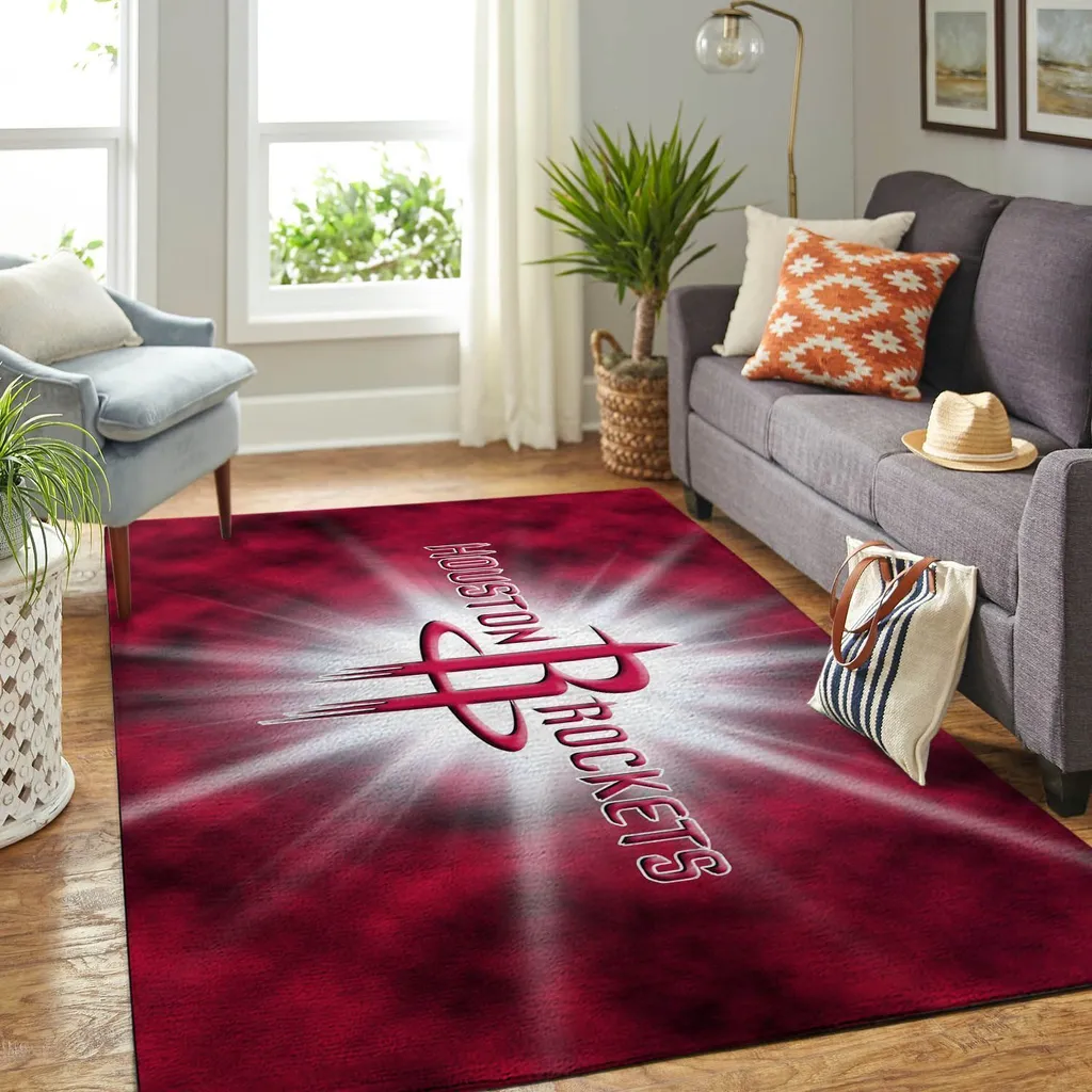 Houston Rockets Rug - Living Room for Home Decor Black and Red