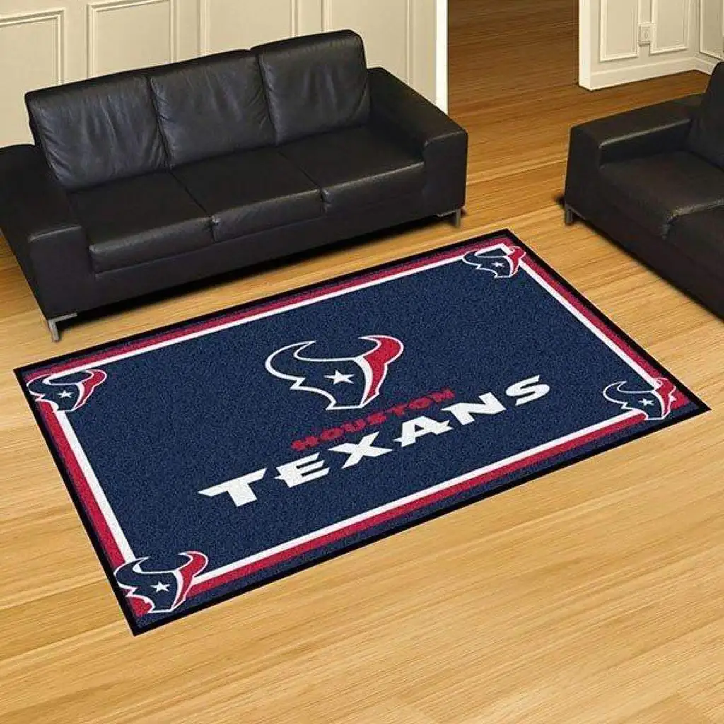 Houston Texans Rug - Area for Living Room Home Decor Blue and Red