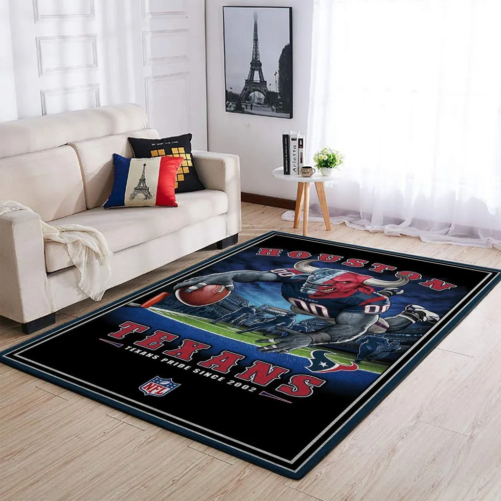 Houston Texans Rug - Football Perfect for Home Decor Blue and Yellow