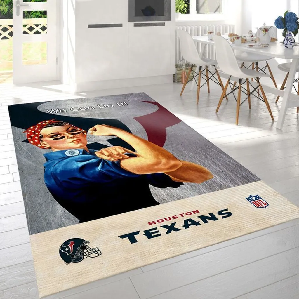 Houston Texans Rug - Inspirational We Can Do It Fan Decor Blue and White