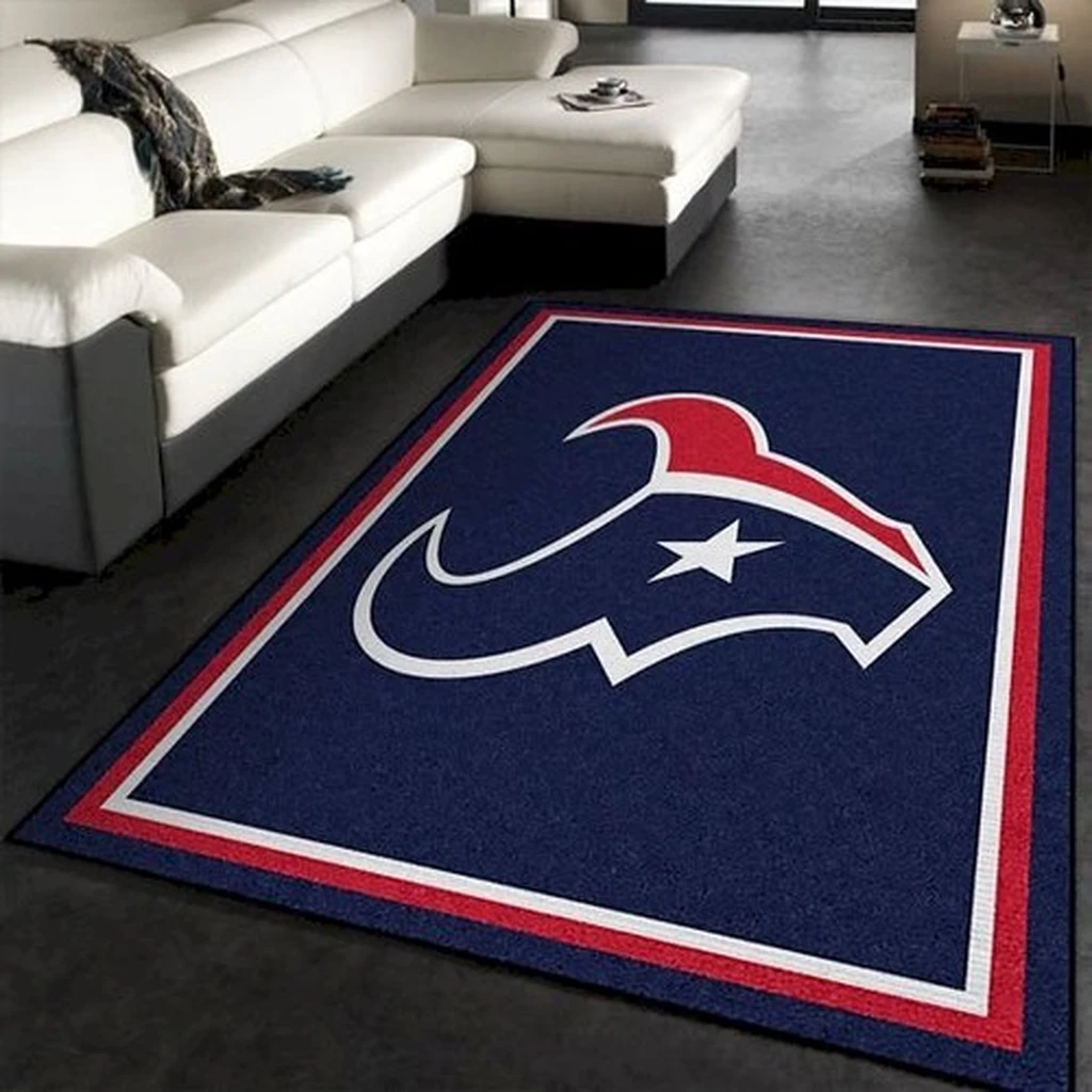 Houston Texans Rug - Logo for Living Room Decor Black and Blue