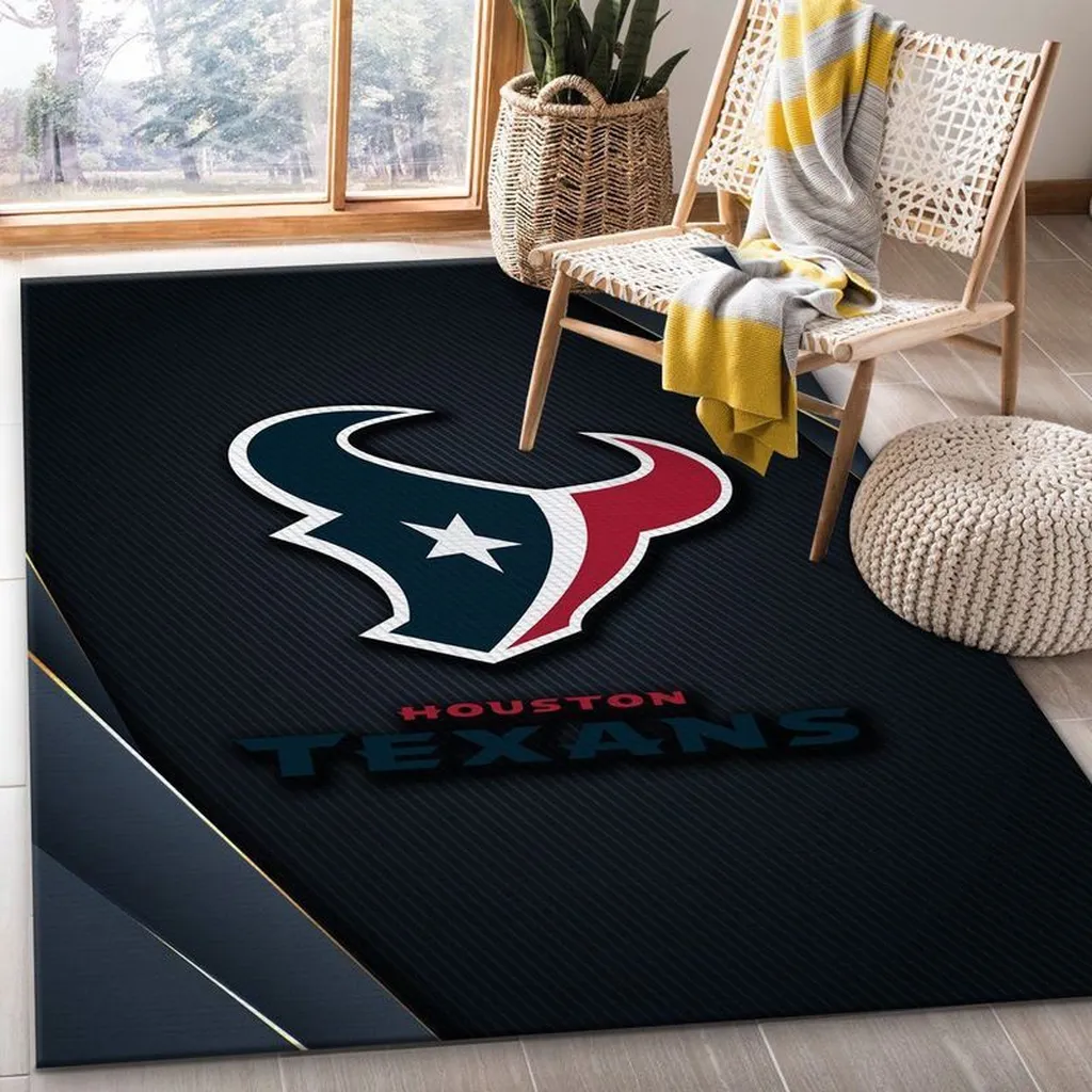 Houston Texans Rug - Modern Living Room Carpet Blue and Gray