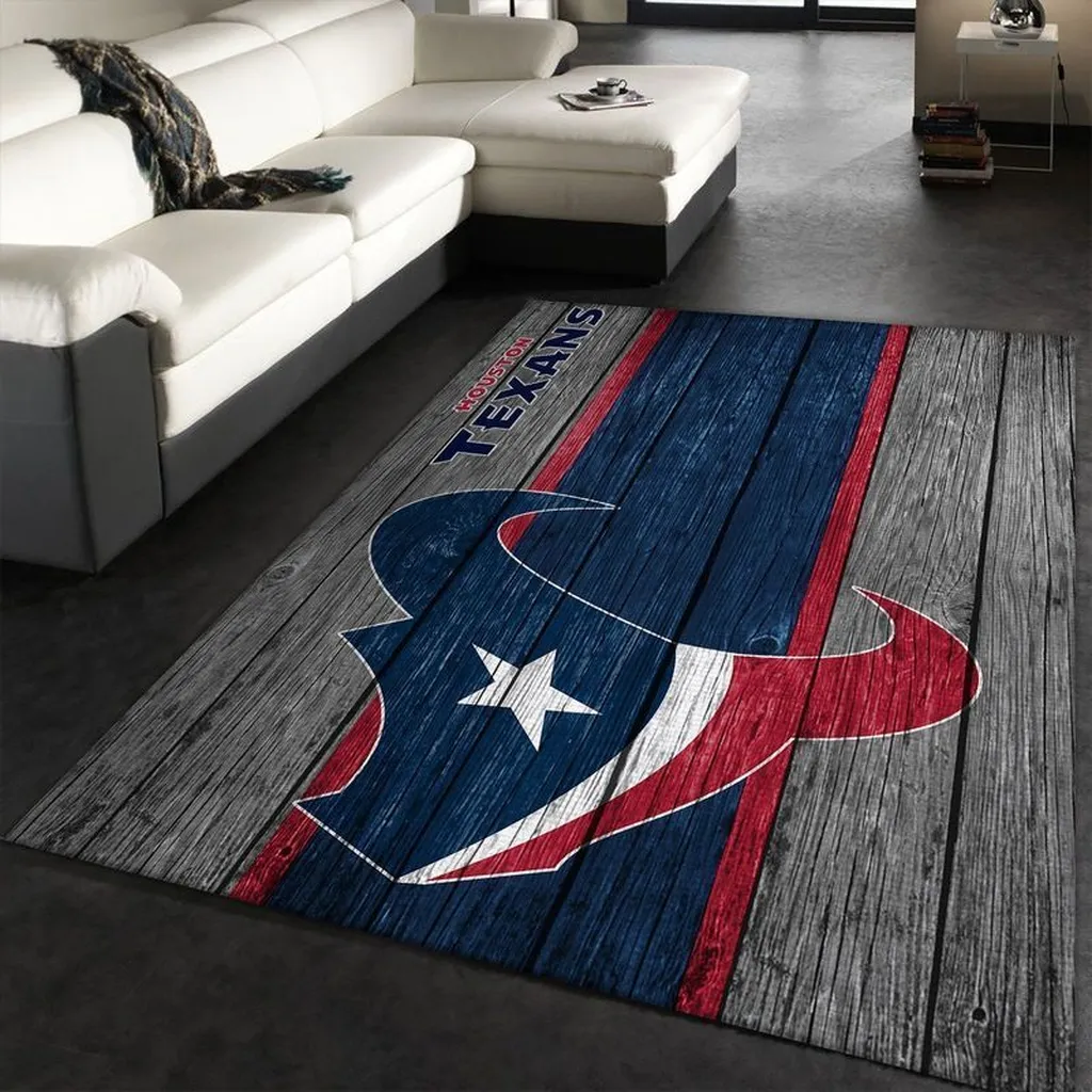 Houston Texans Rug - Multicolor Wooden Plank Area for Living Room Black and Multicolor