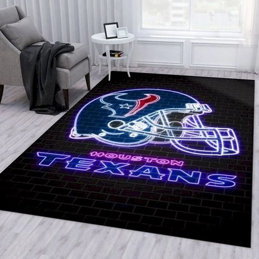 Houston Texans Rug - Neon Helmet Area for Fans Black and Green