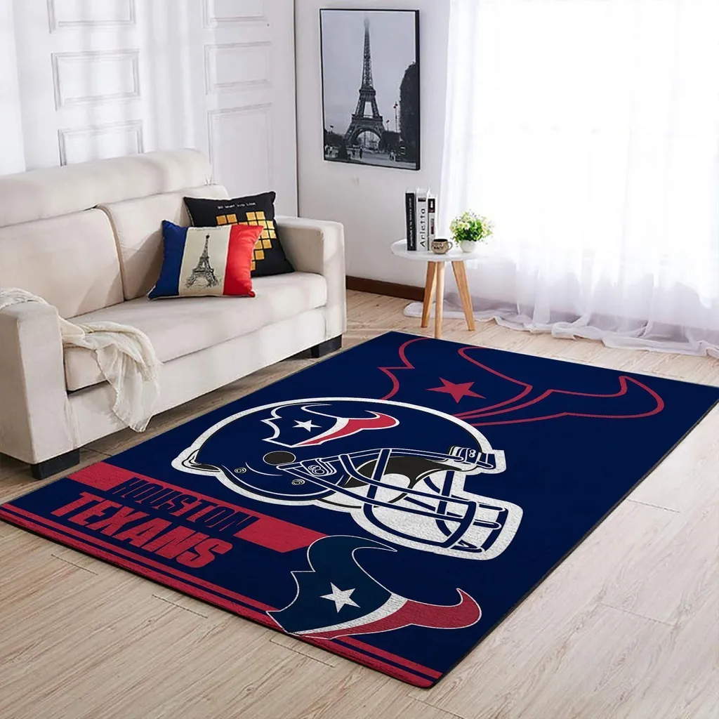Houston Texans Rug - NFL Helmet Area for Fan Rooms Blue and Green