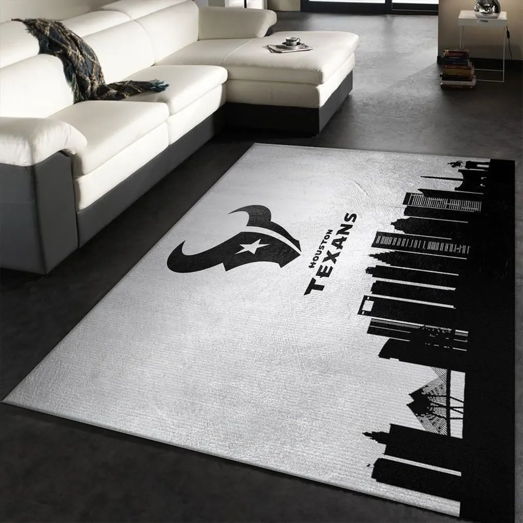 Houston Texans Rug - NFL with Houston City Skyline Design Black and Green