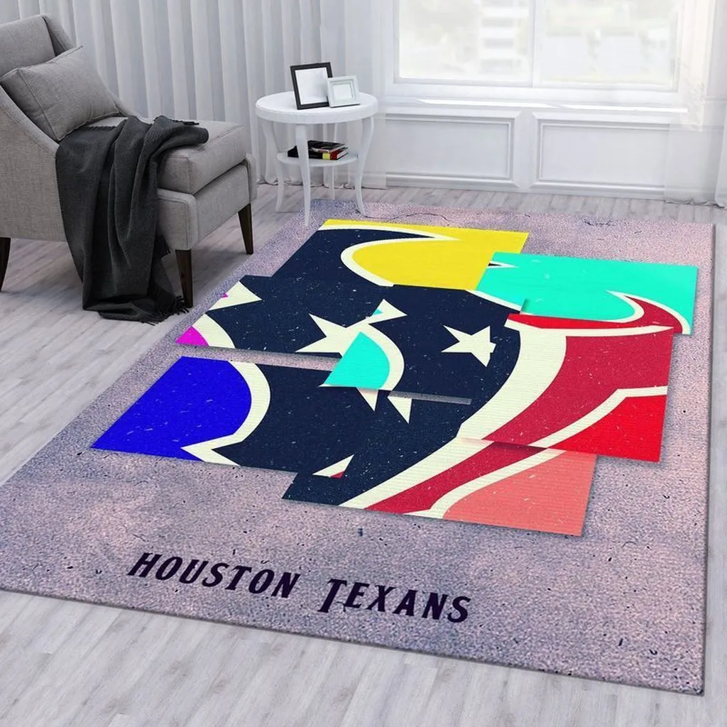 Houston Texans Rug - Perfect for Living Room Decor Gray and White