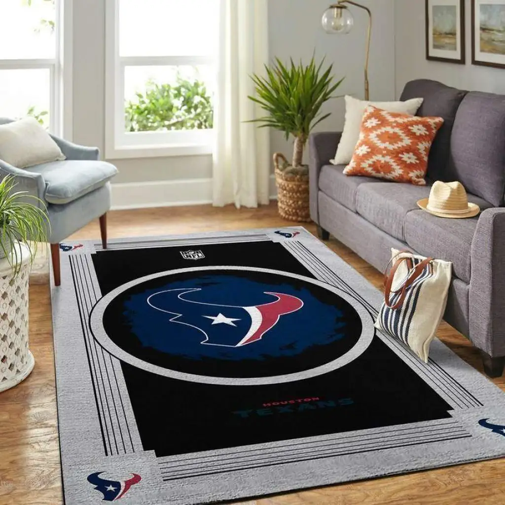 Houston Texans Rug - Team Logo Area Floor Carpet Black and Blue