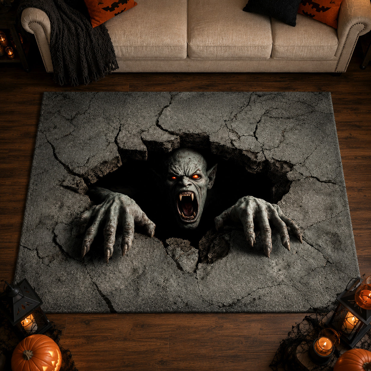 Howl Of The Damned Area Rug - Non-Slip Washable 3D Print Rug for Living Room & BedroomTVC2108308