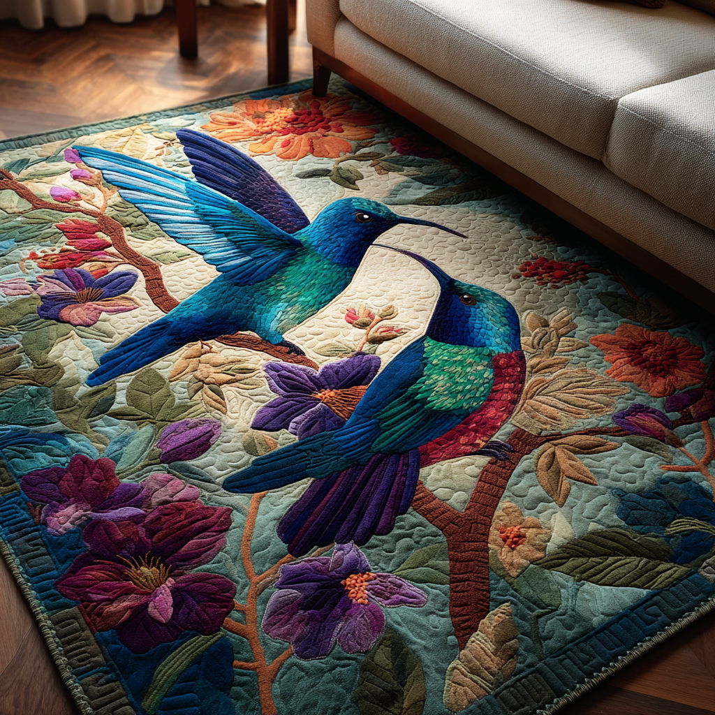 Hummingbird Bloom Cardinal Area Rug - Non-Slip Washable 3D Print Rug for Living Room & BedroomTVC2108308