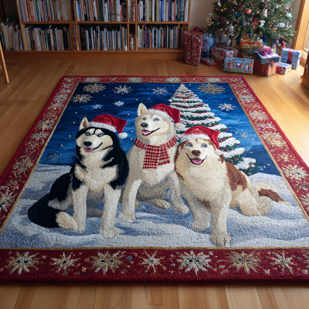 Husky Alpha Trio Area Rug - Non-Slip Washable 3D Print Rug for Living Room & BedroomTVC2108308