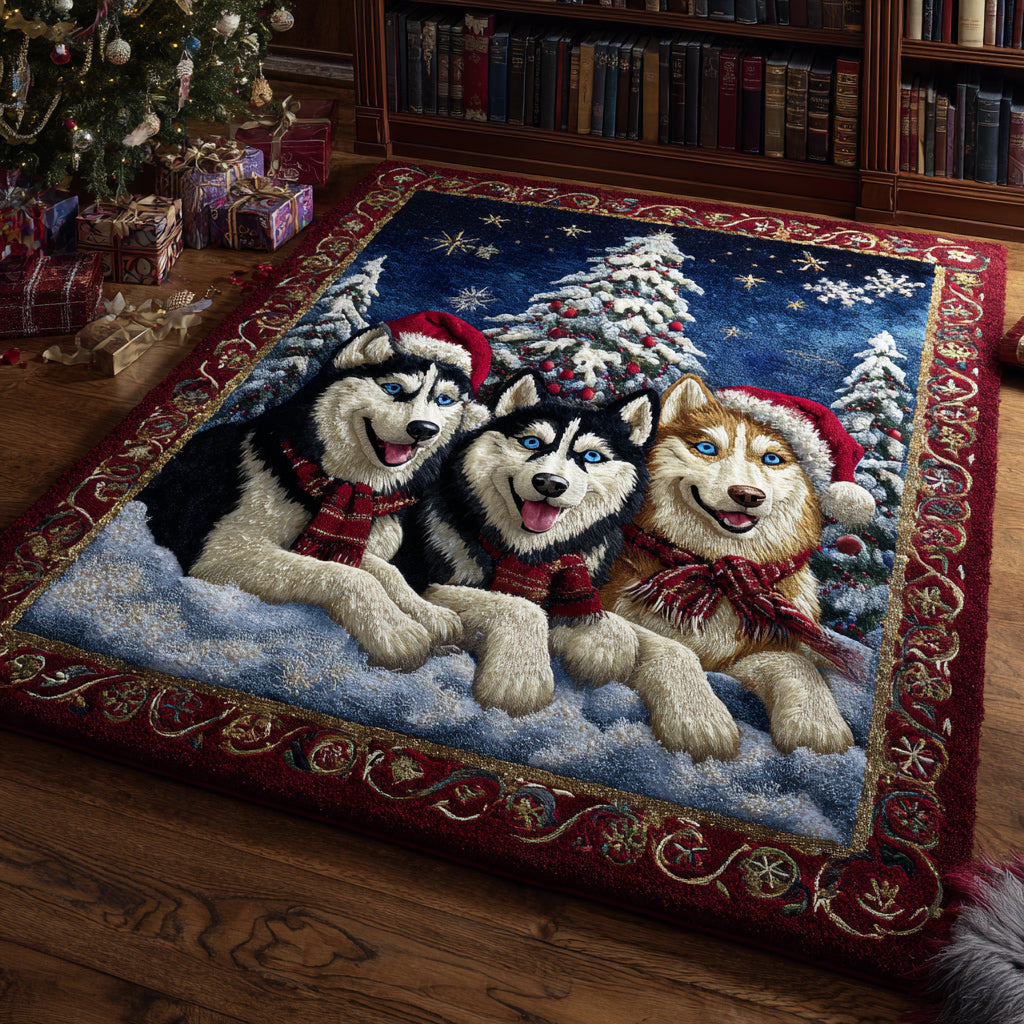 Husky Crimson Chill Area Rug - Non-Slip Washable 3D Print Rug for Living Room & BedroomTVC2108307