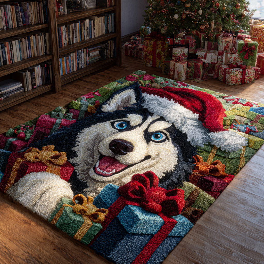 Husky Festive Gifts Area Rug - Non-Slip Washable 3D Print Rug for Living Room & BedroomTVC2108307