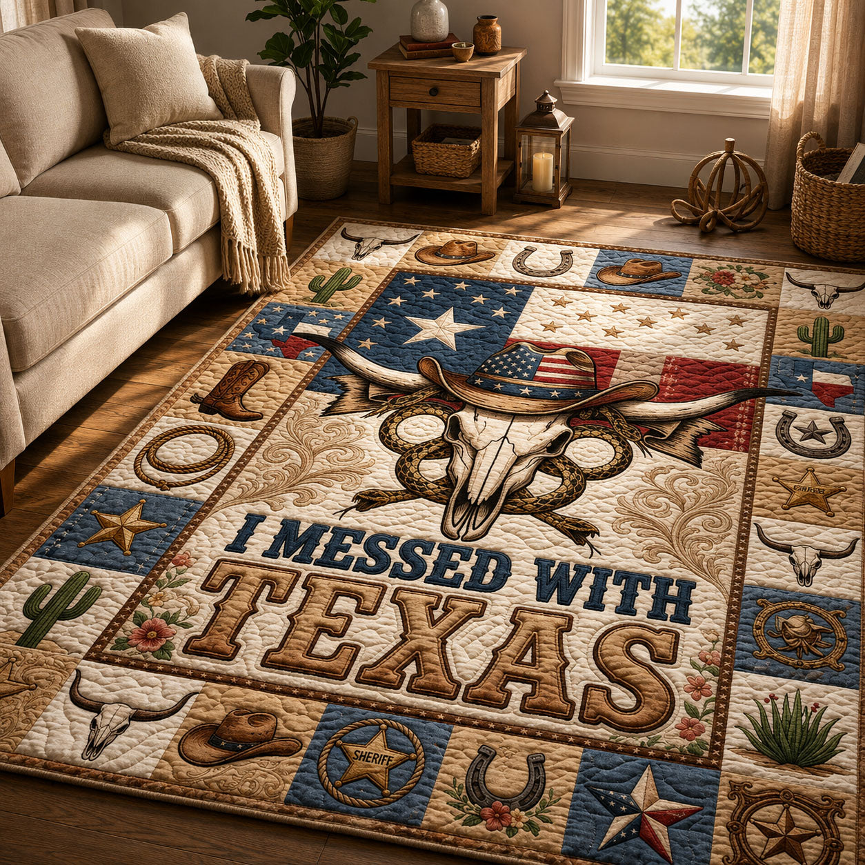 I Messed With Texas Area Rug - Non-Slip Washable 3D Print Rug for Living Room & BedroomTVC2108409
