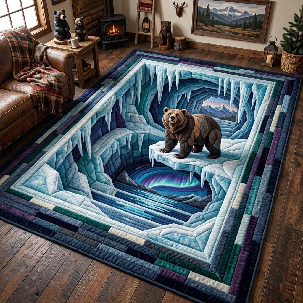 Ice Bear Cave Area Rug - Non-Slip Washable 3D Print Rug for Living Room & BedroomTVC2108409