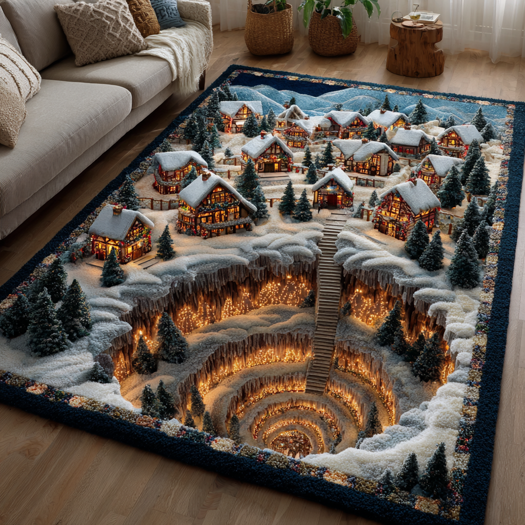 Icy Haven Area Rug - Non-Slip Washable 3D Print Rug for Living Room & BedroomTVC2108307
