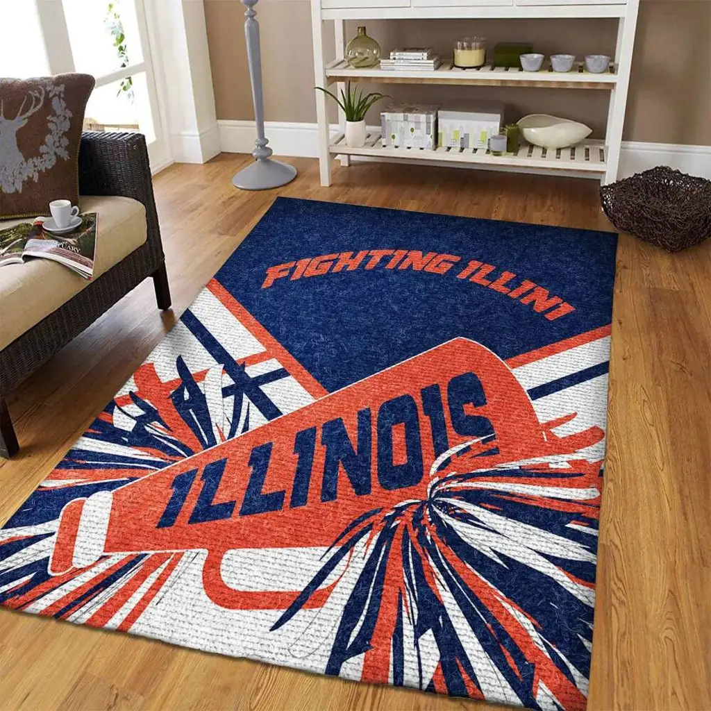 Illinois Fighting Illini Rug - Decorative Area Blue and Orange