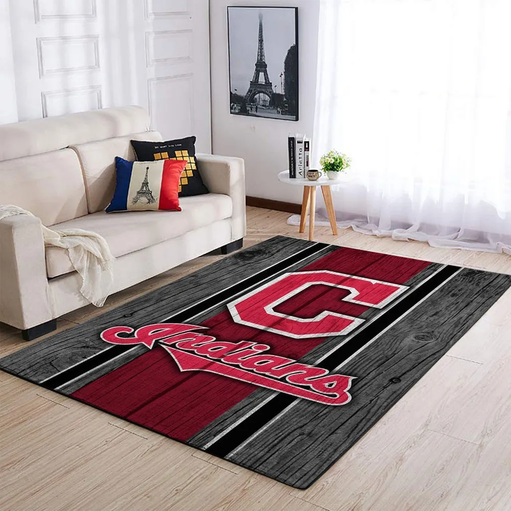 Indian Rug with Large C Design for Living Room Decor Black and Red