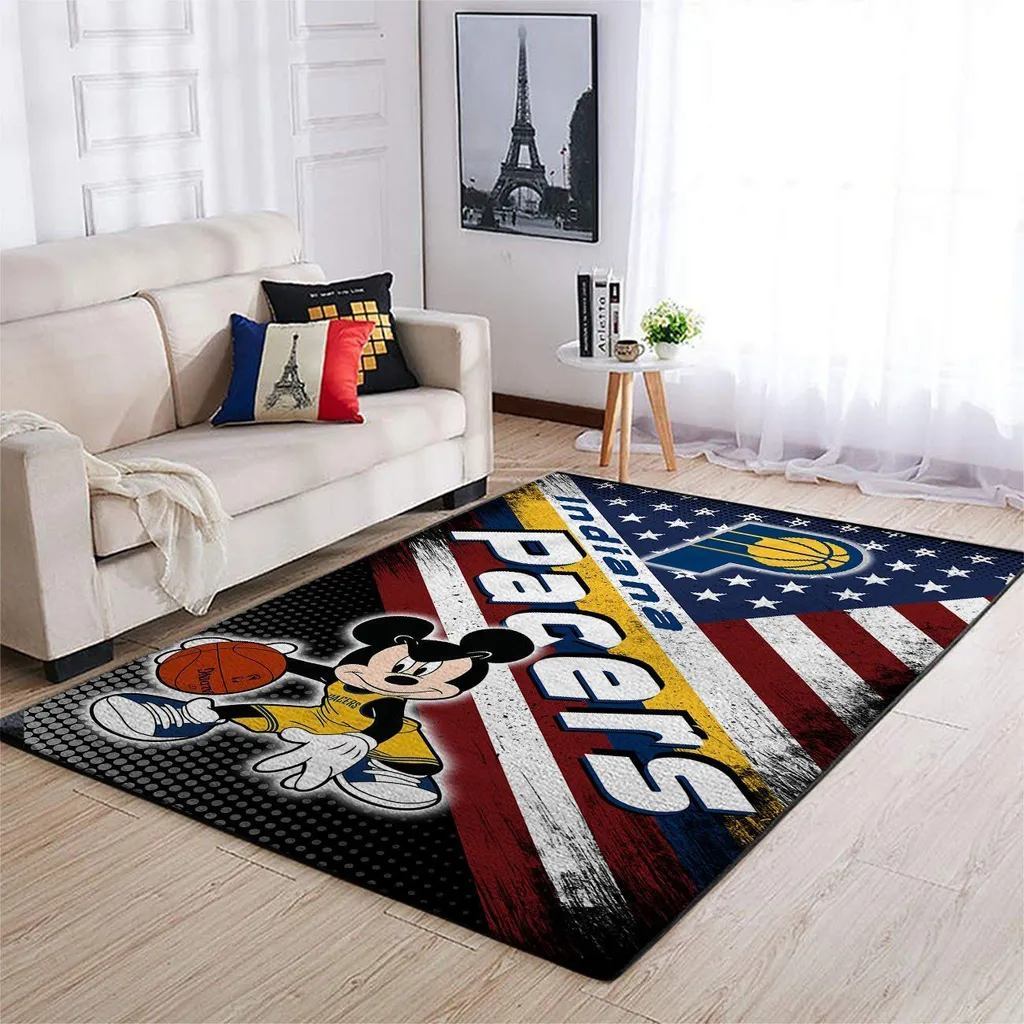 Indiana Pacers Rug - Basketball Area Sport Decor Carpet Black and Red