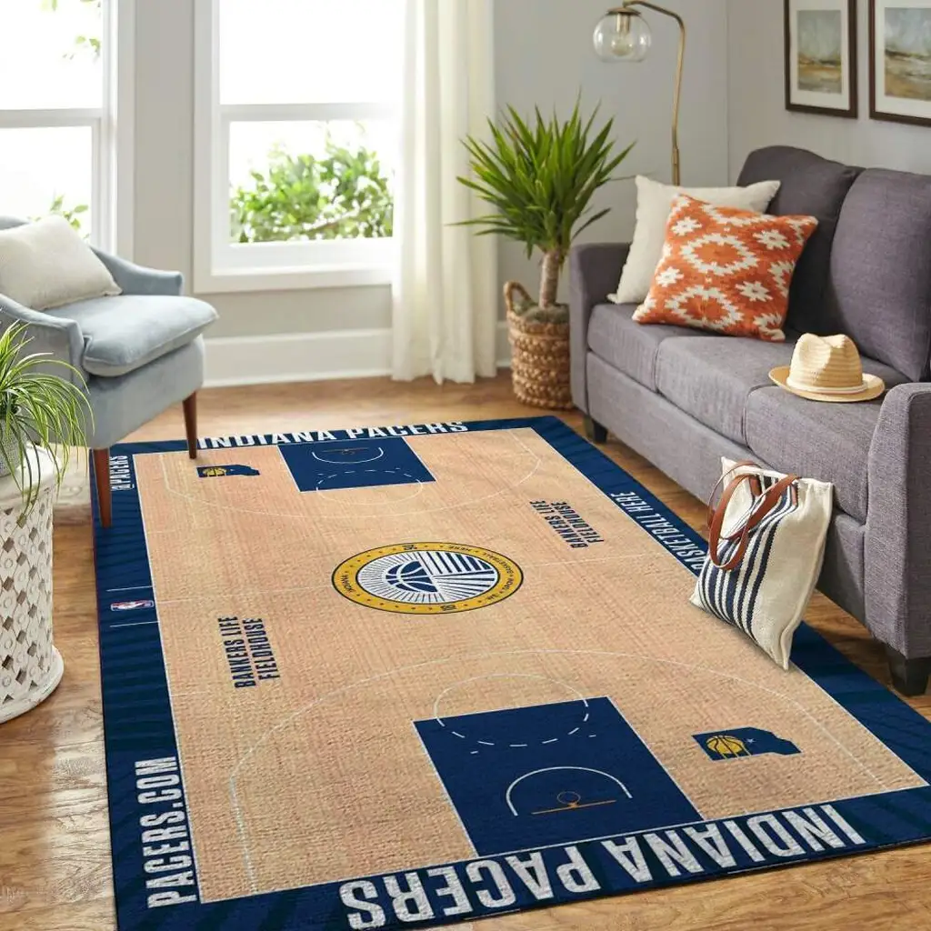 Indiana Pacers Rug - Basketball Court Area for Home Black and Gray