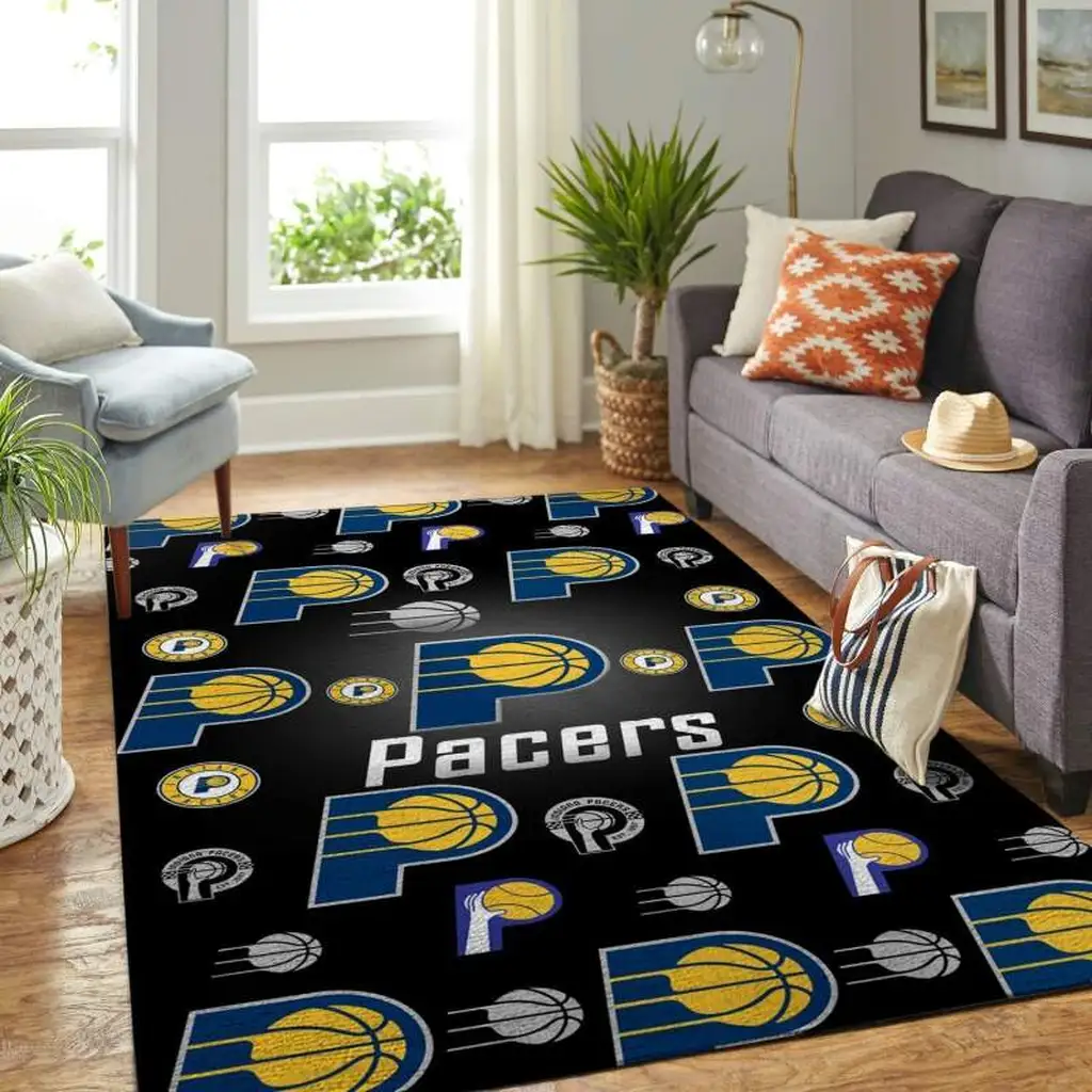 Indiana Pacers Rug - Basketball for Living Room Decor Black and Red