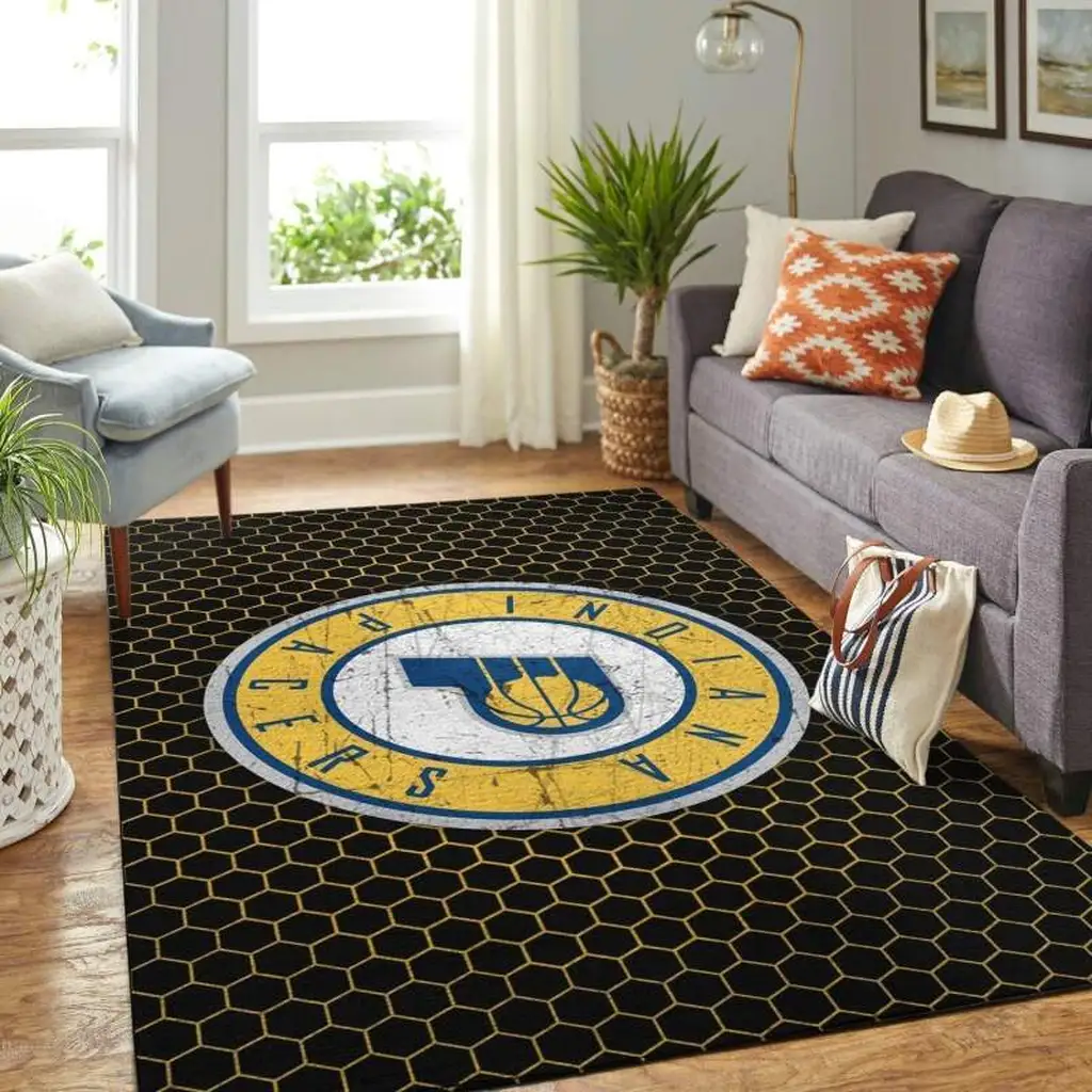 Indiana Pacers Rug - Basketball Team Logo Area Black and Yellow