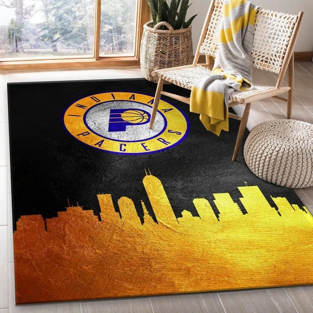 Indiana Pacers Rug - Skyline Area for Living Room Black and Green