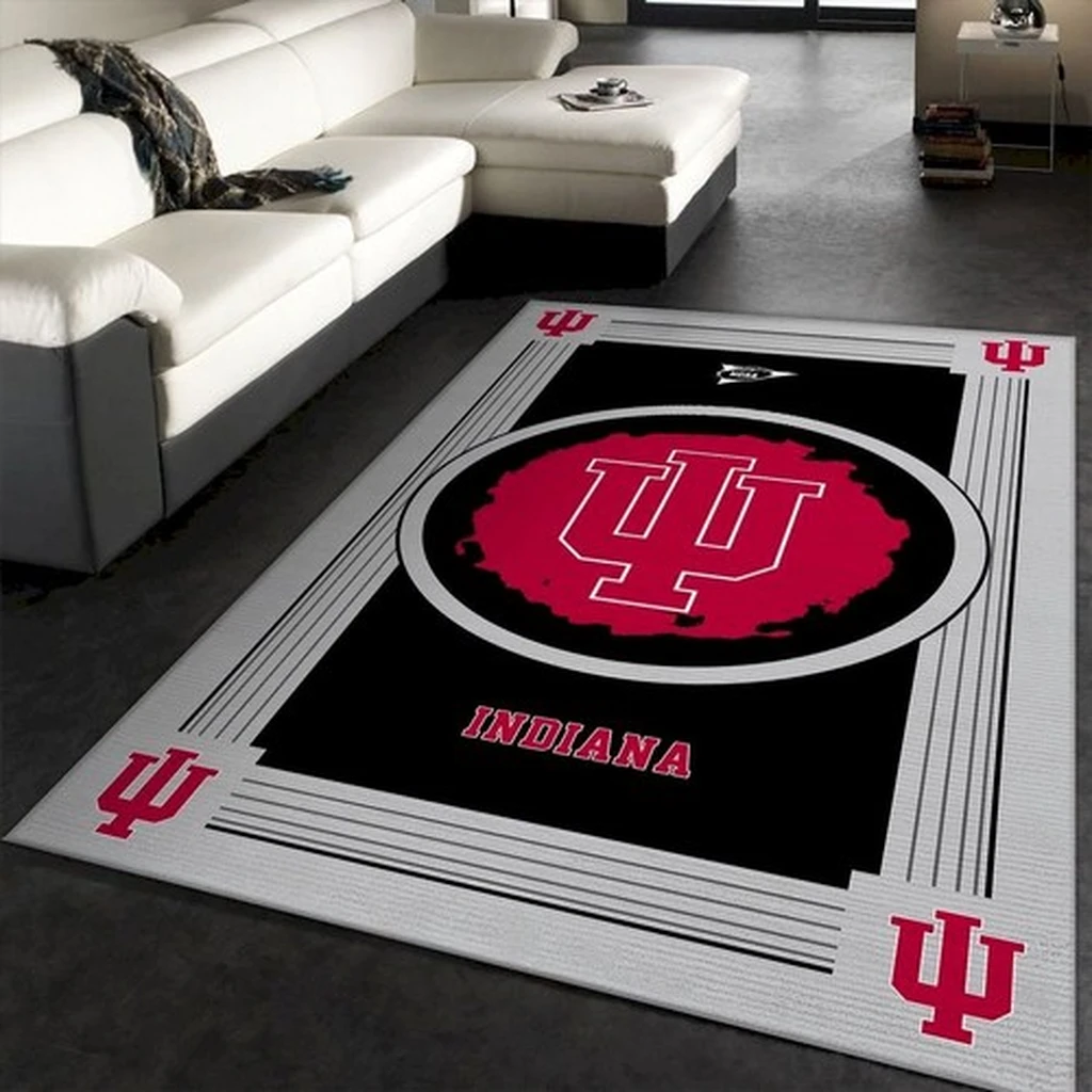 Indiana University Area Rug Perfect for Living Room Decor Black and Red
