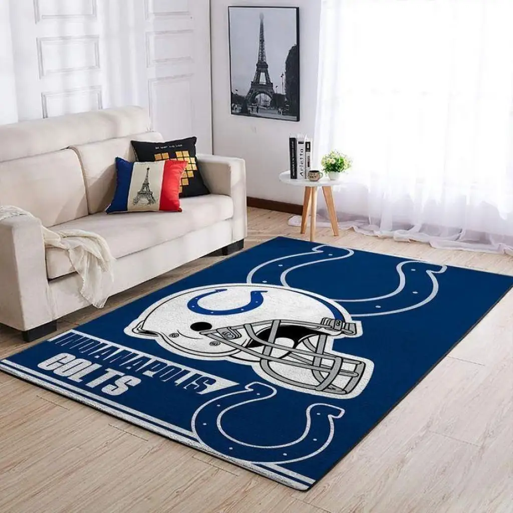 Indianapolis Colts Rug - NFL Helmet Area for Fans Blue and White