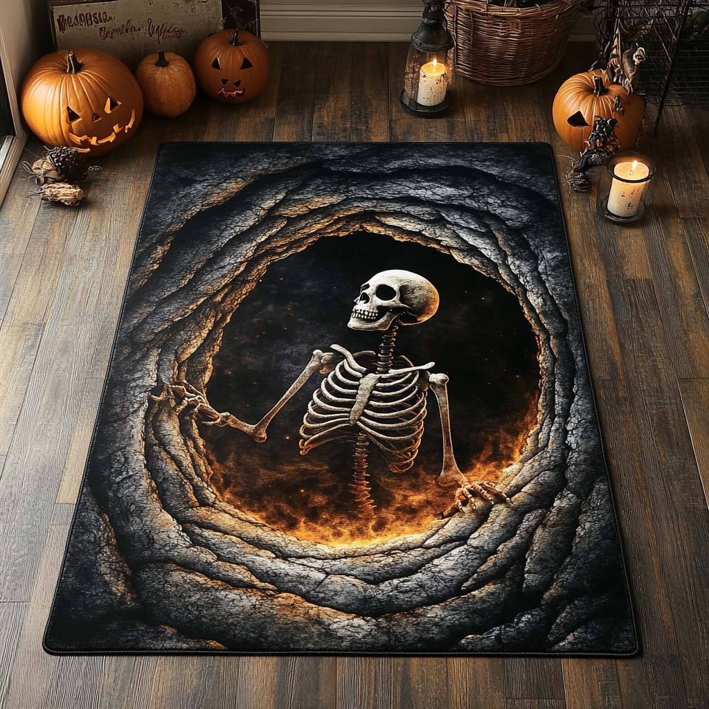 Inferno Bones Area Rug - Non-Slip Washable 3D Print Rug for Living Room & BedroomTVC2108307