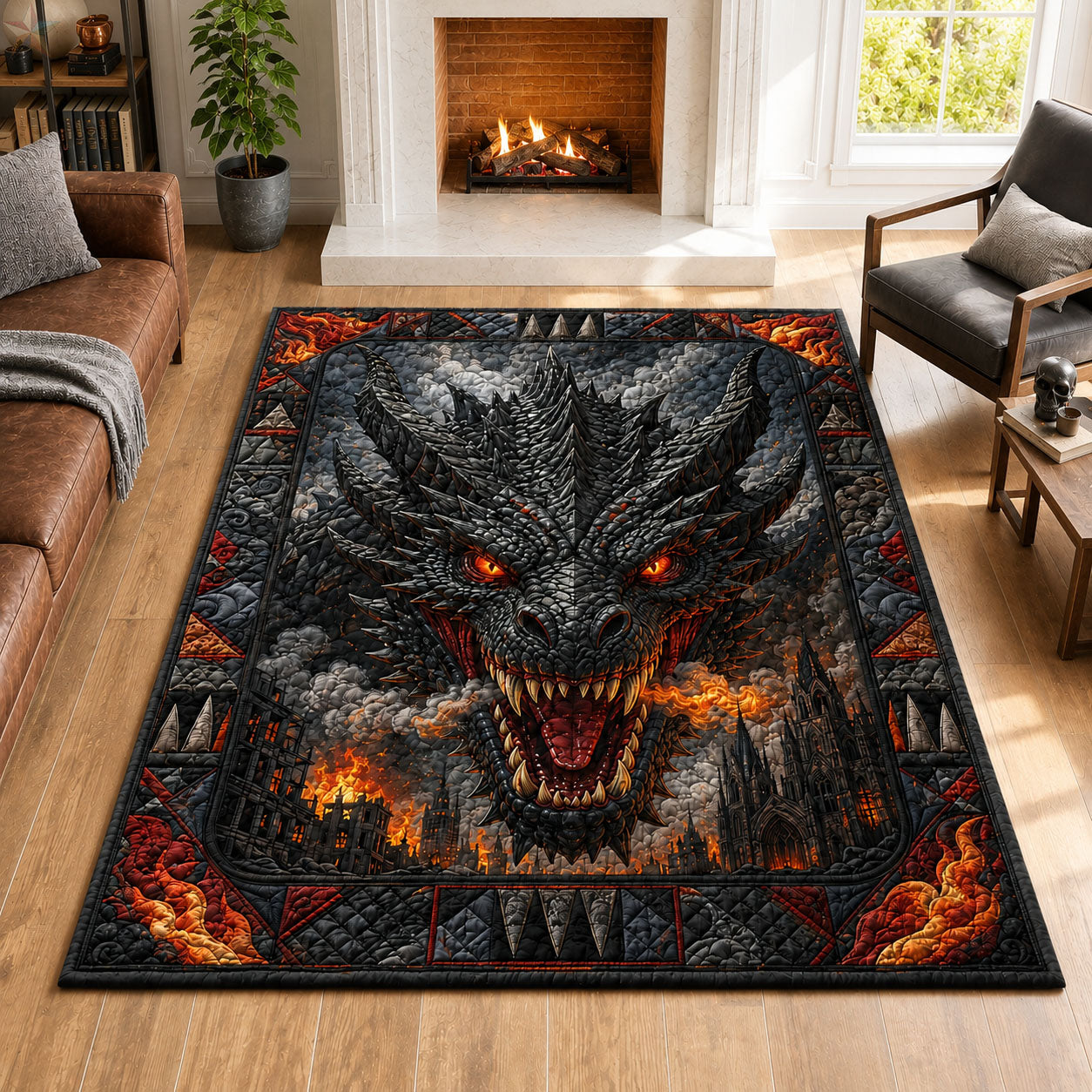 Inferno Dragon Apocalypse Area Rug - Non-Slip Washable 3D Print Rug for Living Room & BedroomTVC2108409