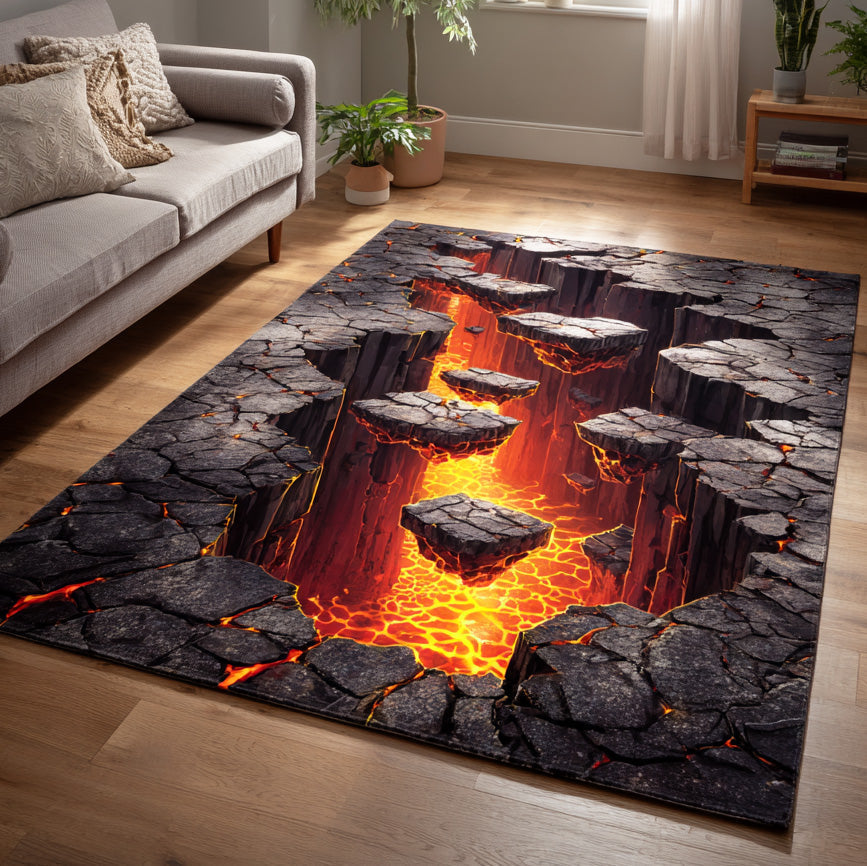 Inferno Steps Area Rug - Non-Slip Washable 3D Print Rug for Living Room & BedroomTVC2108307
