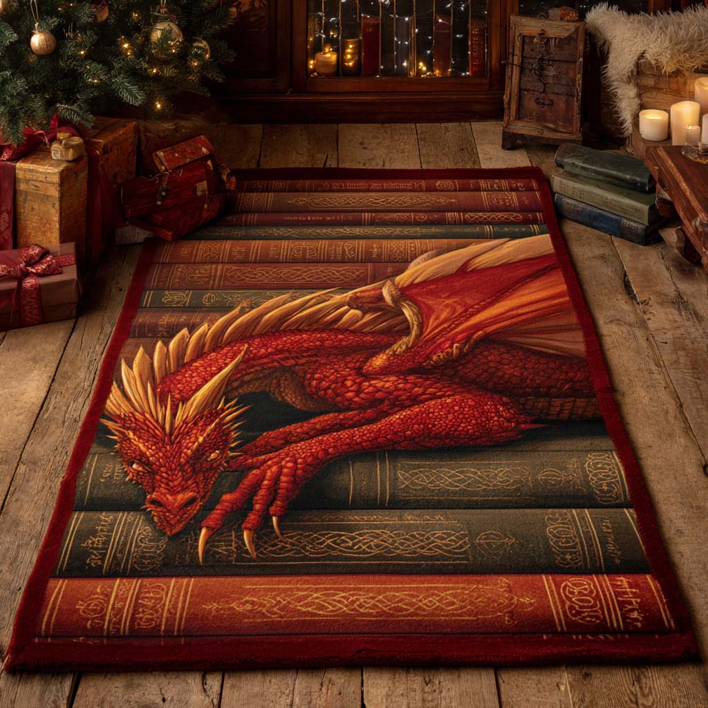 Inferno Tome Dragon Area Rug - Non-Slip Washable 3D Print Rug for Living Room & BedroomTVC2108306