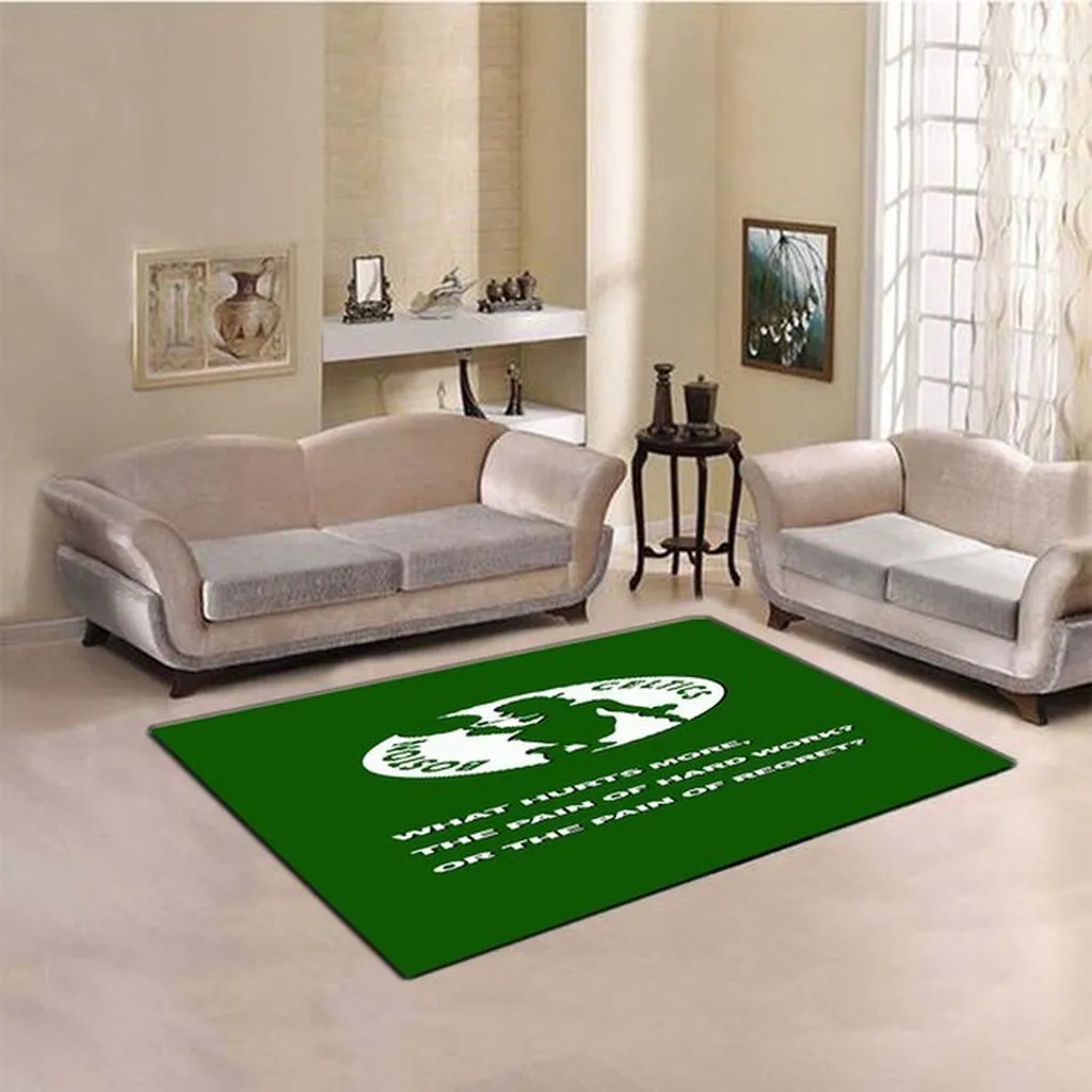 Inspirational Quote Rug for Cozy Living Room Decor Green and White