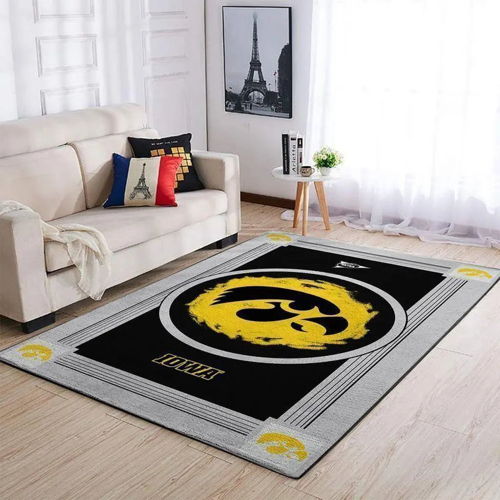 Iowa Hawkeyes Rug - Logo Area for Living Room Black and Yellow
