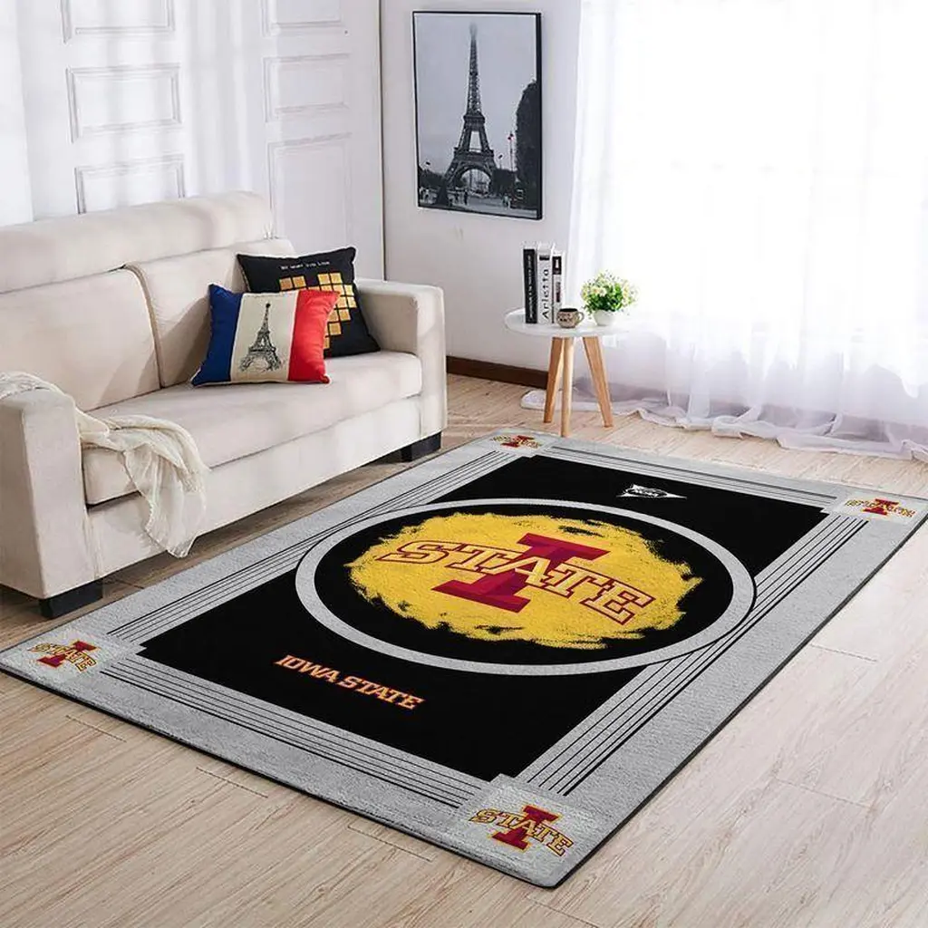 Iowa State Logo Durable Rug for Living Room Decor Black and Yellow