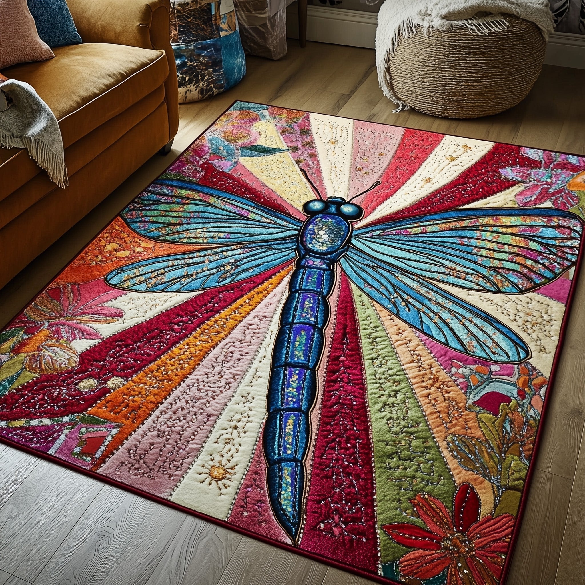Iridescent Flight Area Rug - Non-Slip Washable 3D Print Rug for Living Room & BedroomTVC2108223