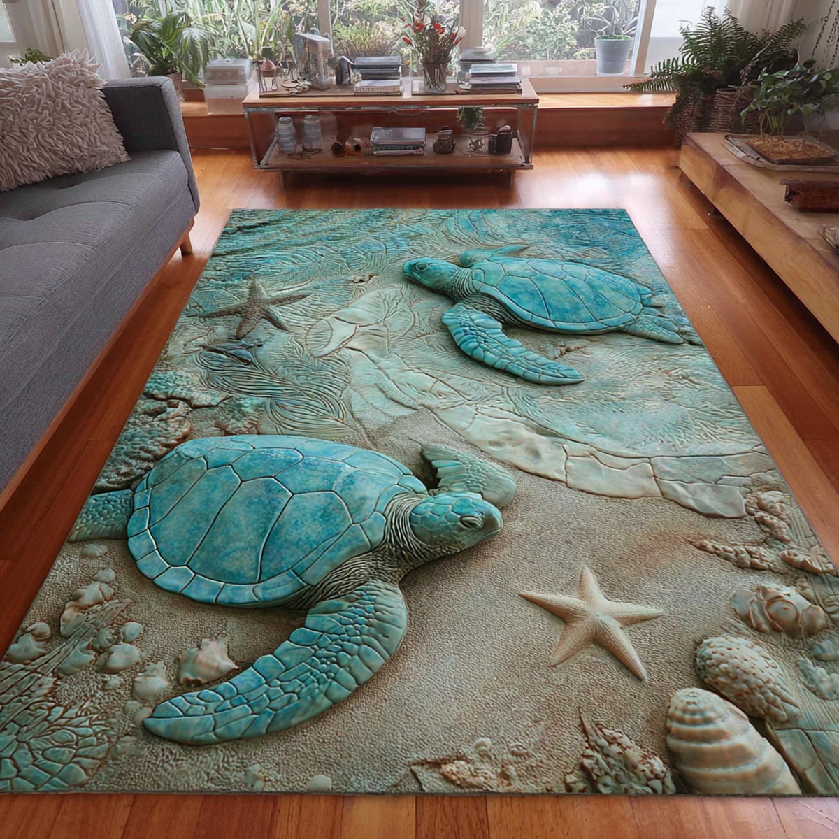 Island Turtle Area Rug - Non-Slip Washable 3D Print Rug for Living Room & BedroomTVC2108306