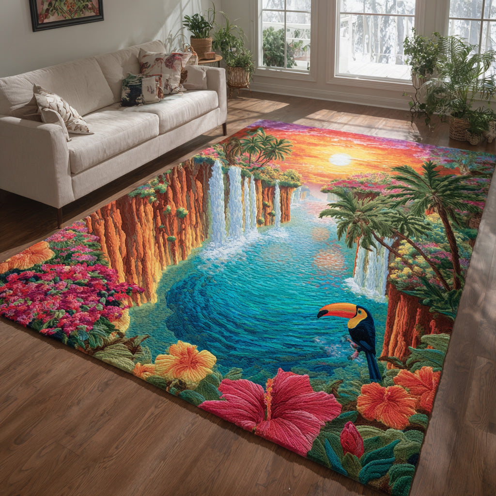 Ivory Torrent Area Rug - Non-Slip Washable 3D Print Rug for Living Room & BedroomTVC2108306