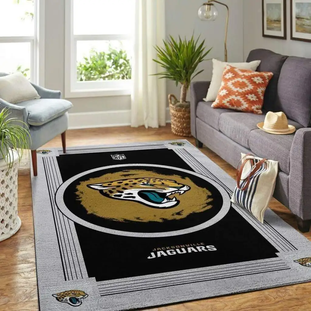 Jacksonville Jaguars Rug - Area Perfect for Home Decor Black and Gold